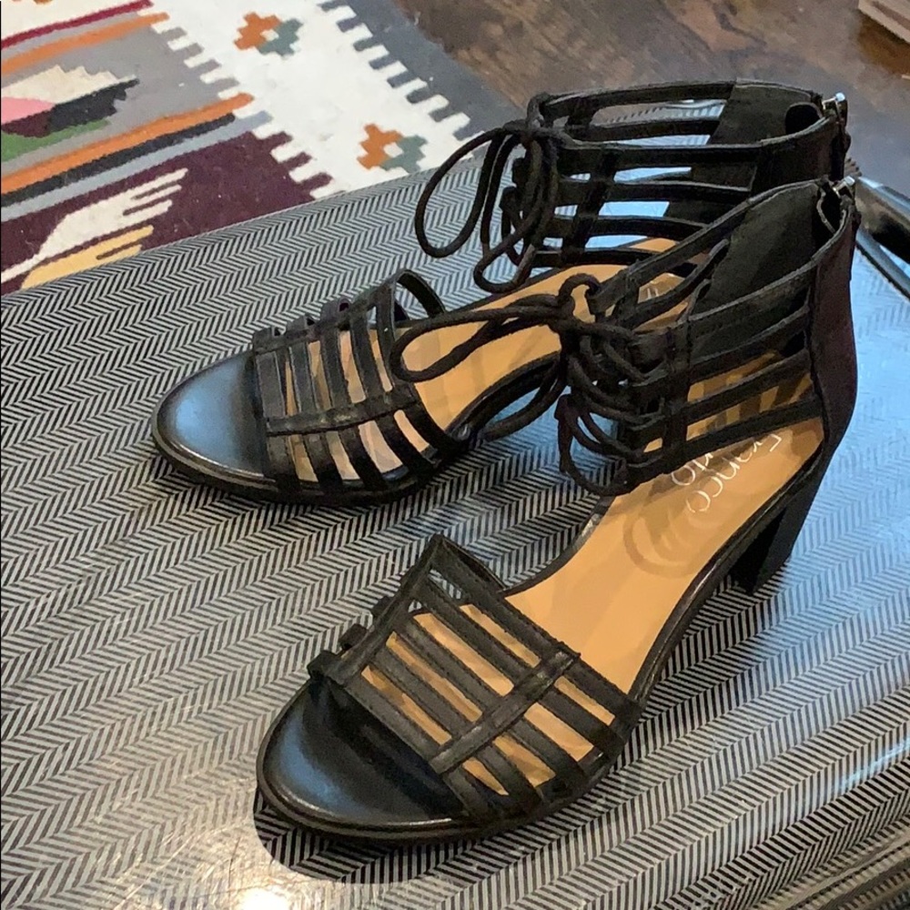 Franco Sarto Women’s Sandals, Black, Chunky Heel